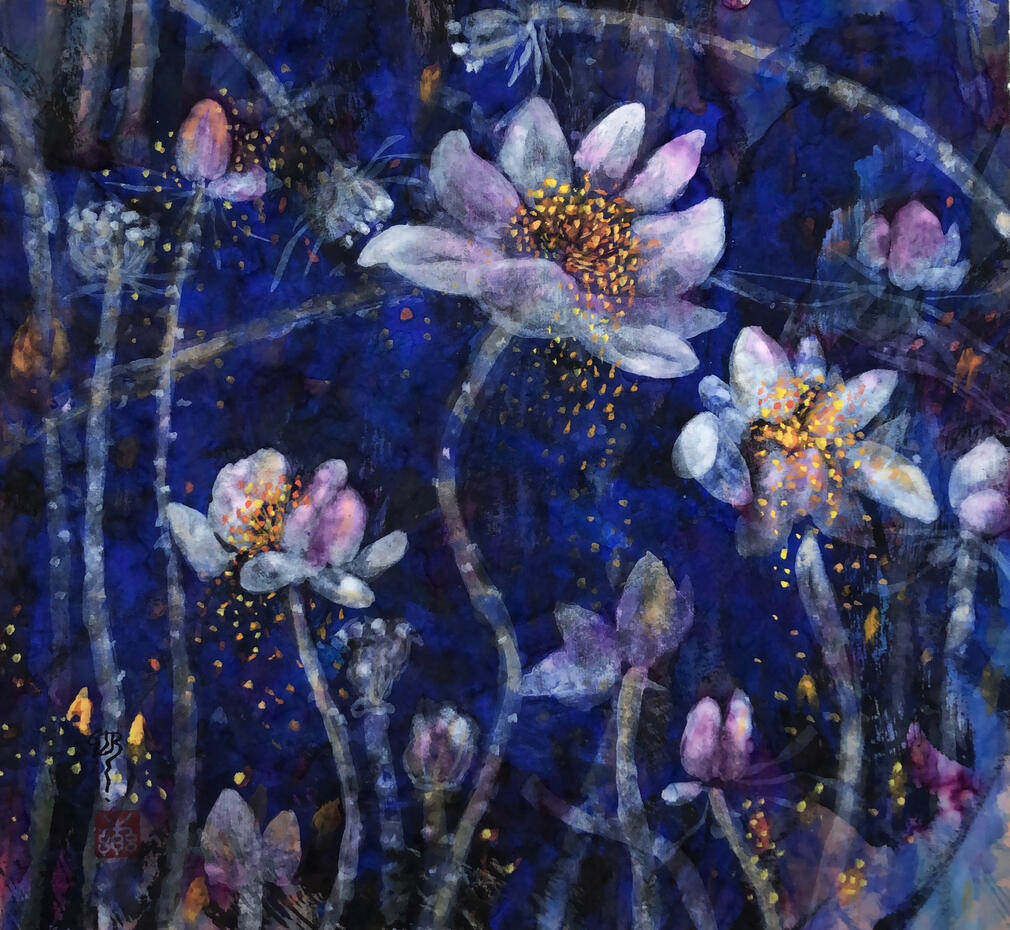 © 2023 Tusche &amp; Gouache auf Reispapier 32 x 36 cm